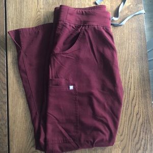 Womens burgundy Yola figs scrub pants